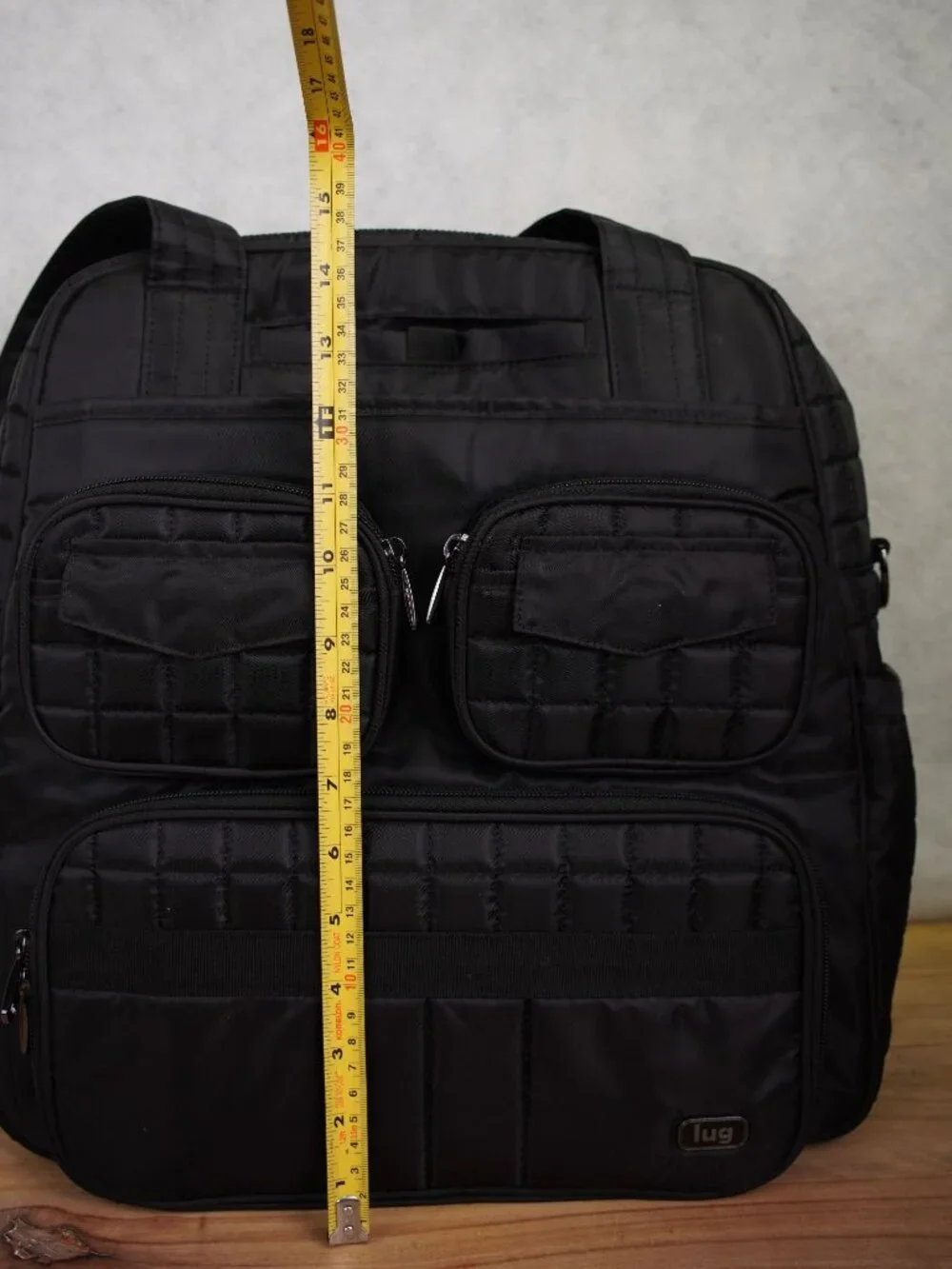 Lug Puddle Jumper Quilted Tote Bag Black Overnight Travel Gym Bag Multi Pockets